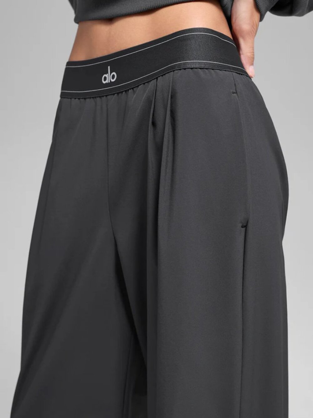 ALO Wide Leg Trouser Dark Gray Athleisure Minimal Style Pants-Regular 30" Inseam